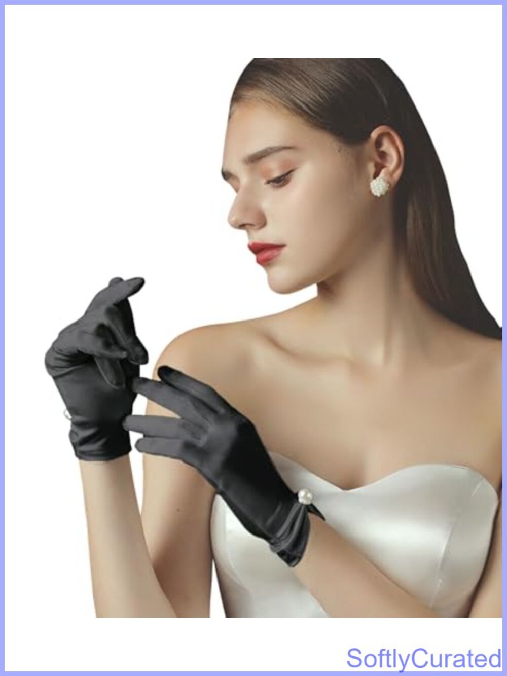 Satin Silk Opera Gloves Bow Detail One Size Stretch Tea Party Gloves